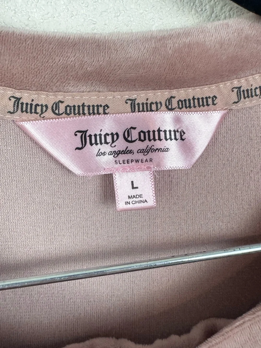 Pink Juicy Couture Velour Rhinestone Pajama Set mauve sz L